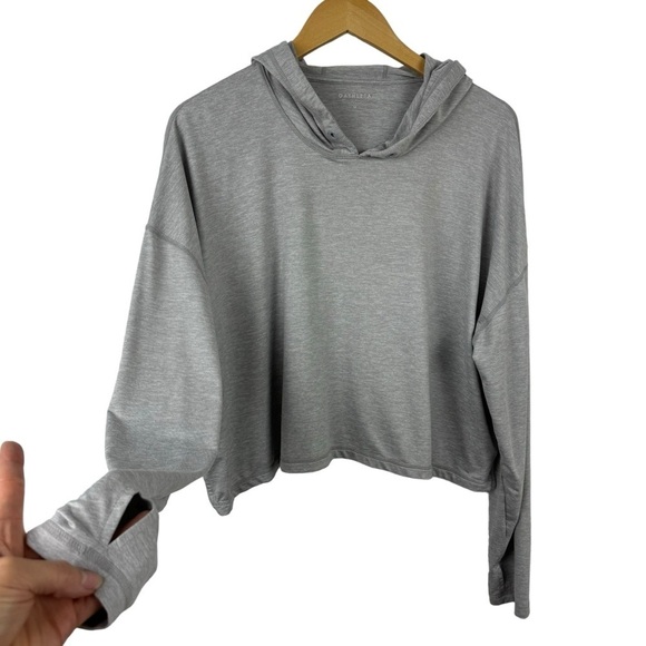Athleta Uptempo Short Hoodie in Norwegian Grey Size Medium Boxy Gym Workout - Picture 4 of 14